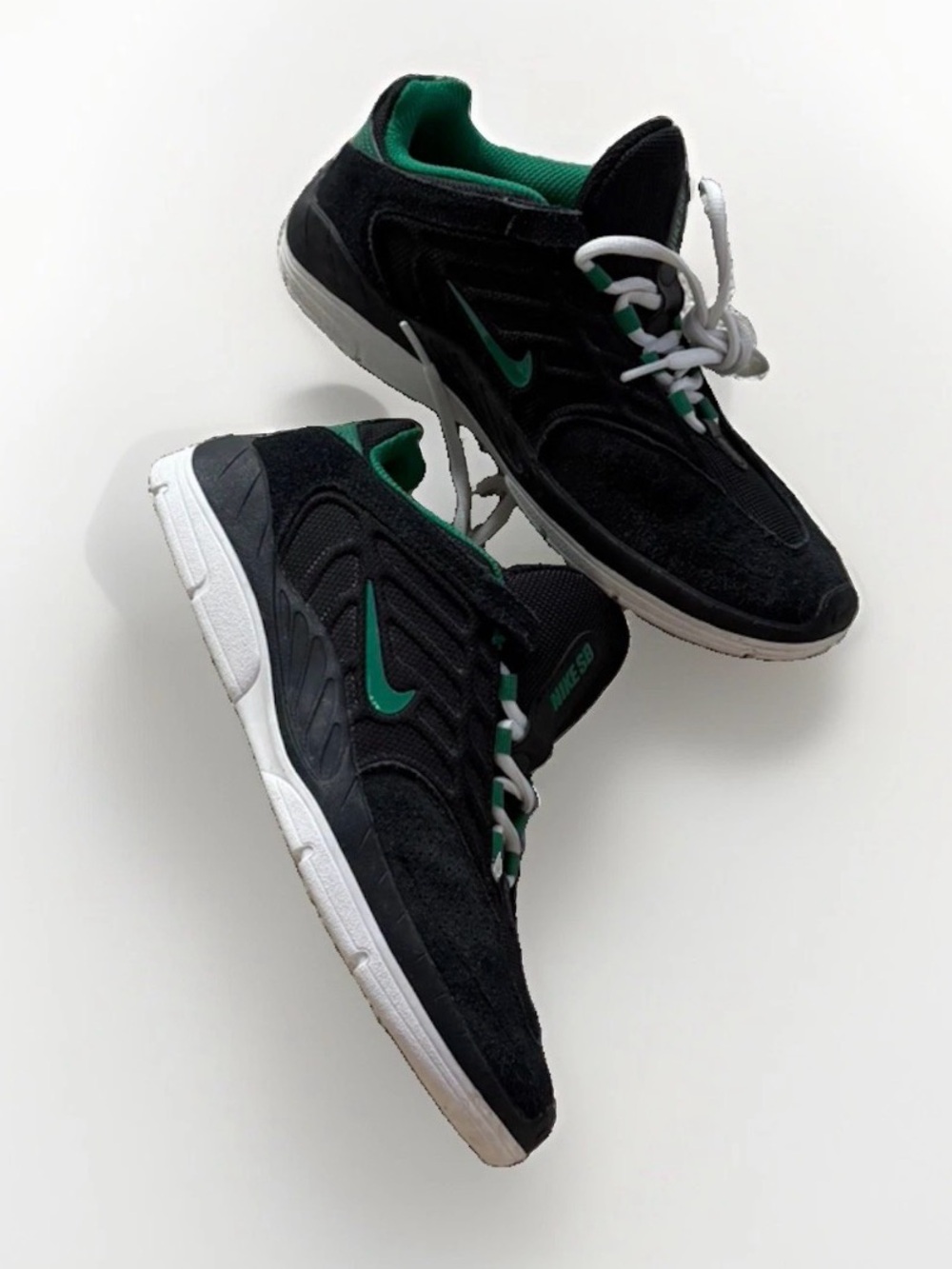 Nike Black Sneakers with Green Accents